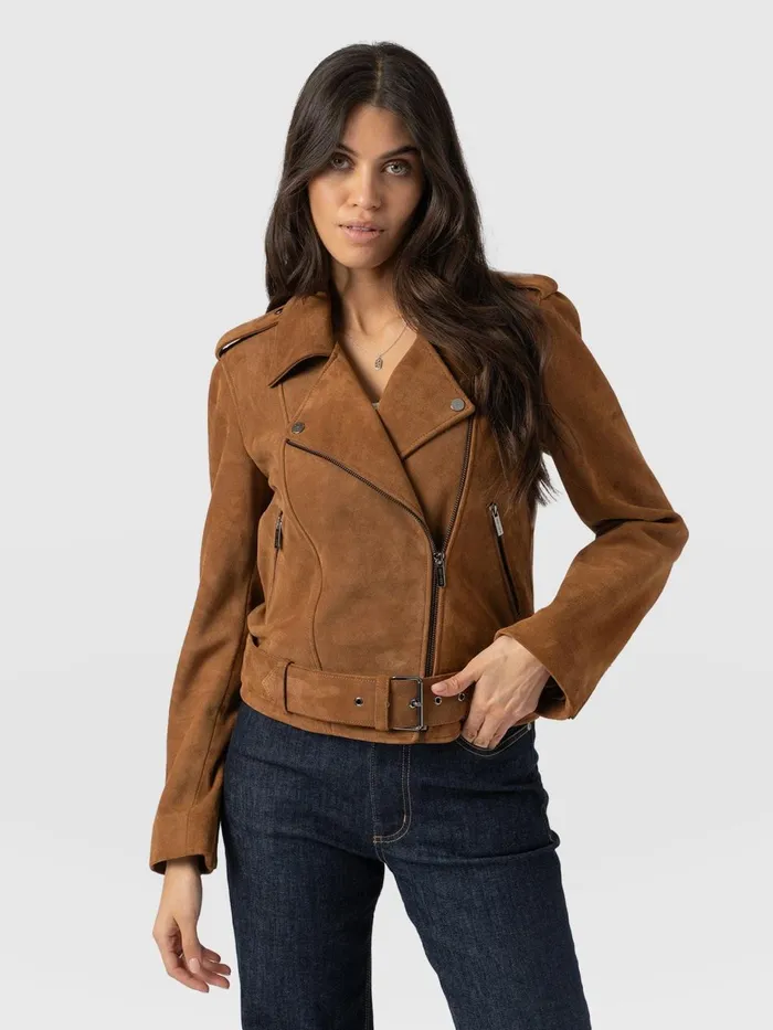 Saint And Sofia Coats and Jackets Women Luther Suede Jacket 8211 Camel Camel