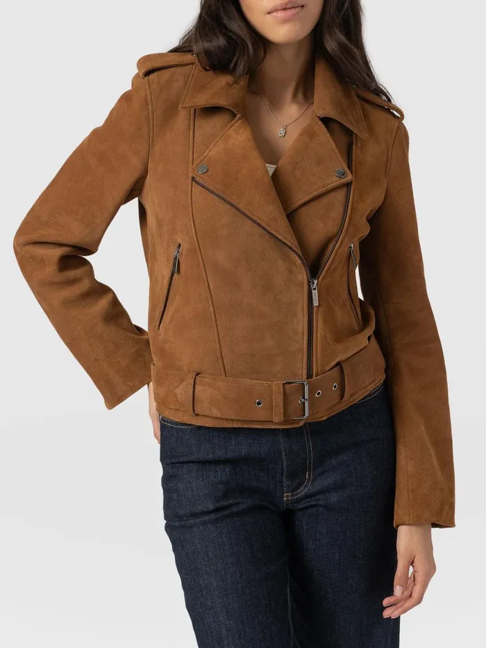 Saint And Sofia Coats and Jackets Women Luther Suede Jacket 8211 Camel Camel