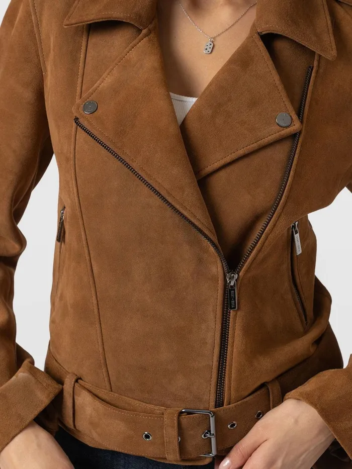 Saint And Sofia Coats and Jackets Women Luther Suede Jacket 8211 Camel Camel