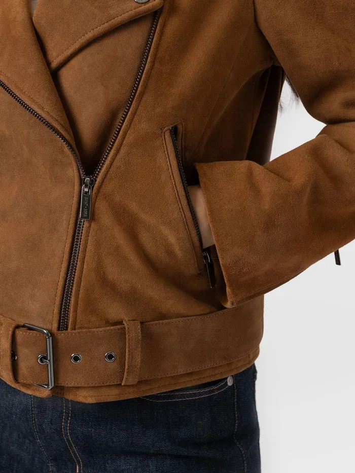 Saint And Sofia Coats and Jackets Women Luther Suede Jacket 8211 Camel Camel