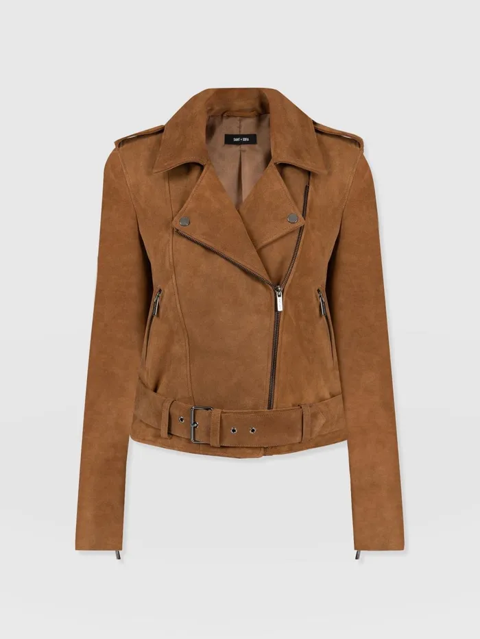 Saint And Sofia Coats and Jackets Women Luther Suede Jacket 8211 Camel Camel