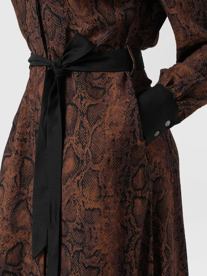 Saint And Sofia Dresses Women Jacqueline Shirt Dress 8211 Brown Snake Brown Snake
