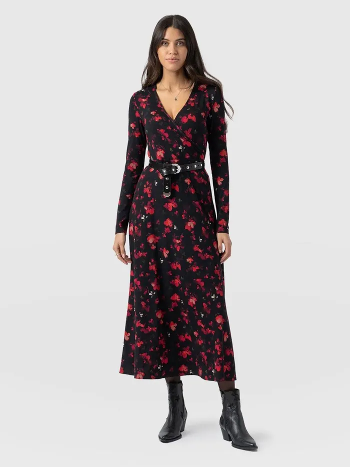 Saint And Sofia Dresses Women Maggie Wrap Midi Dress 8211 Pink Aurora Pink Aurora