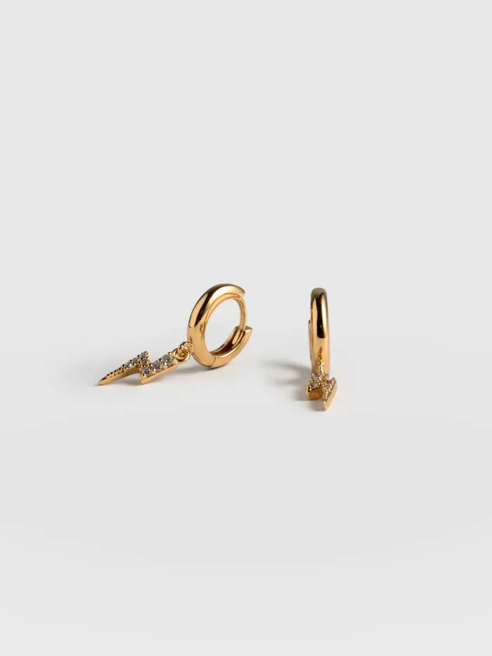 Saint And Sofia Earrings Women Astral Lightning Charm Drop Earrings 8211 Gold Gold