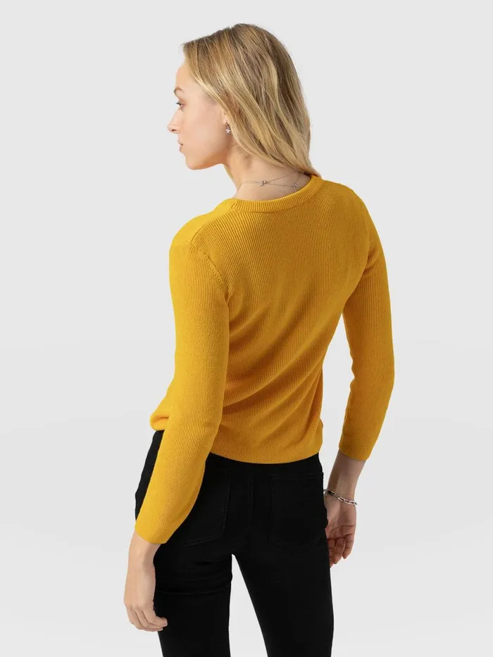 Saint And Sofia Knitwear Women Honeycomb Rib Sweater 8211 Yellow Yellow