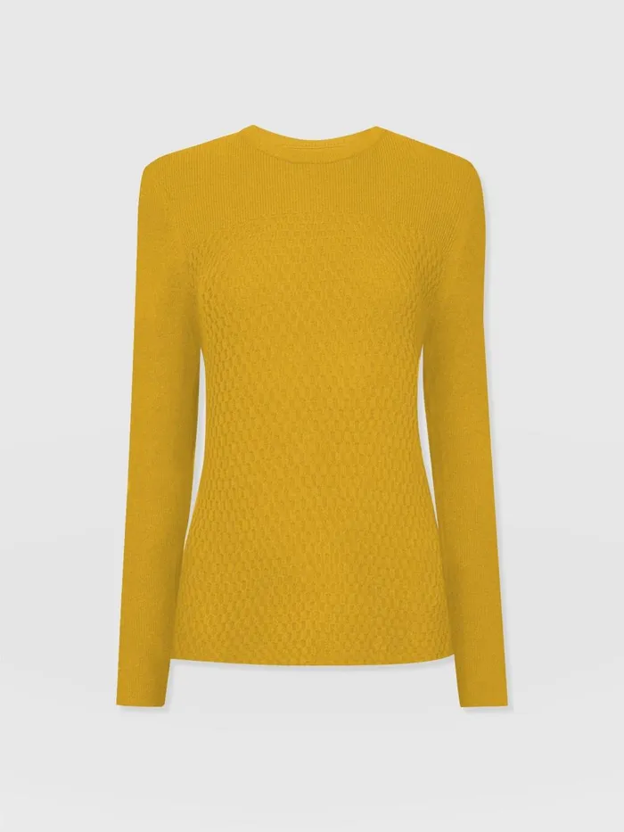 Saint And Sofia Knitwear Women Honeycomb Rib Sweater 8211 Yellow Yellow