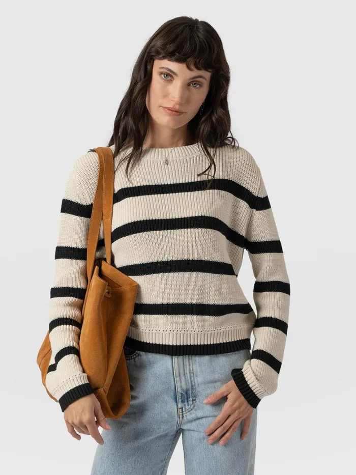 Saint And Sofia Knitwear Women Remy Crop Jumper 8211 Stripe Stripe