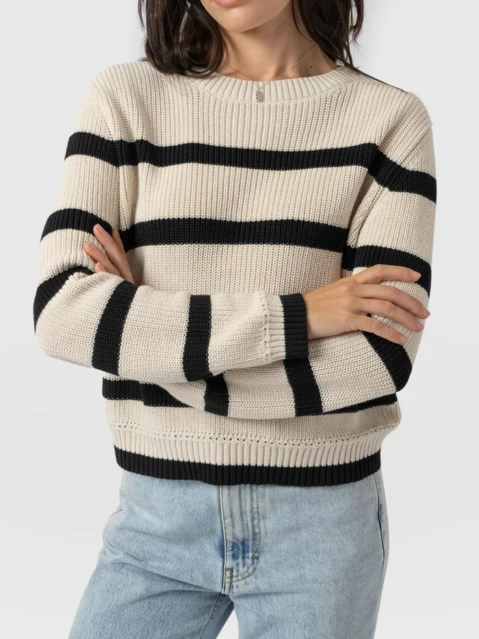 Saint And Sofia Knitwear Women Remy Crop Jumper 8211 Stripe Stripe