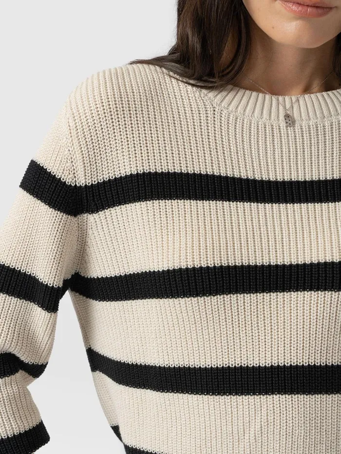 Saint And Sofia Knitwear Women Remy Crop Jumper 8211 Stripe Stripe