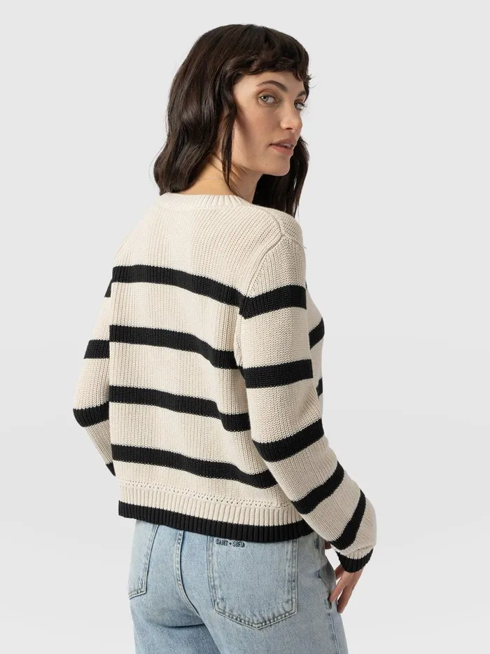 Saint And Sofia Knitwear Women Remy Crop Jumper 8211 Stripe Stripe