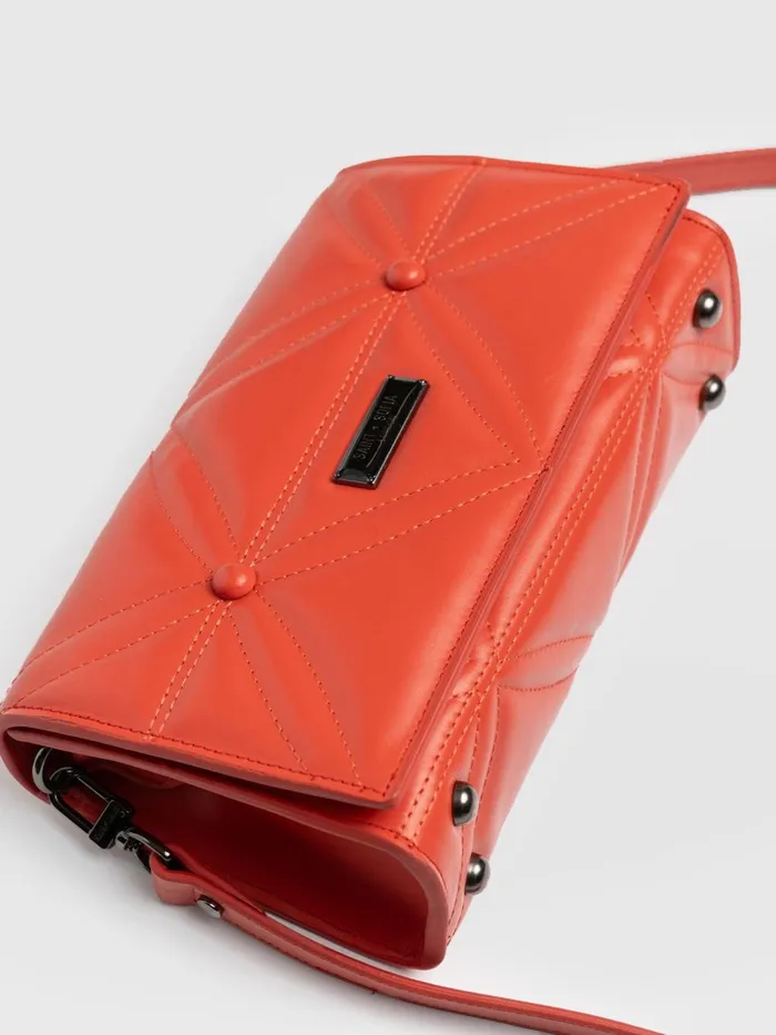 Saint And Sofia Leather Bags Women Quilted Keira Cross Body Bag 8211 Coral Coral