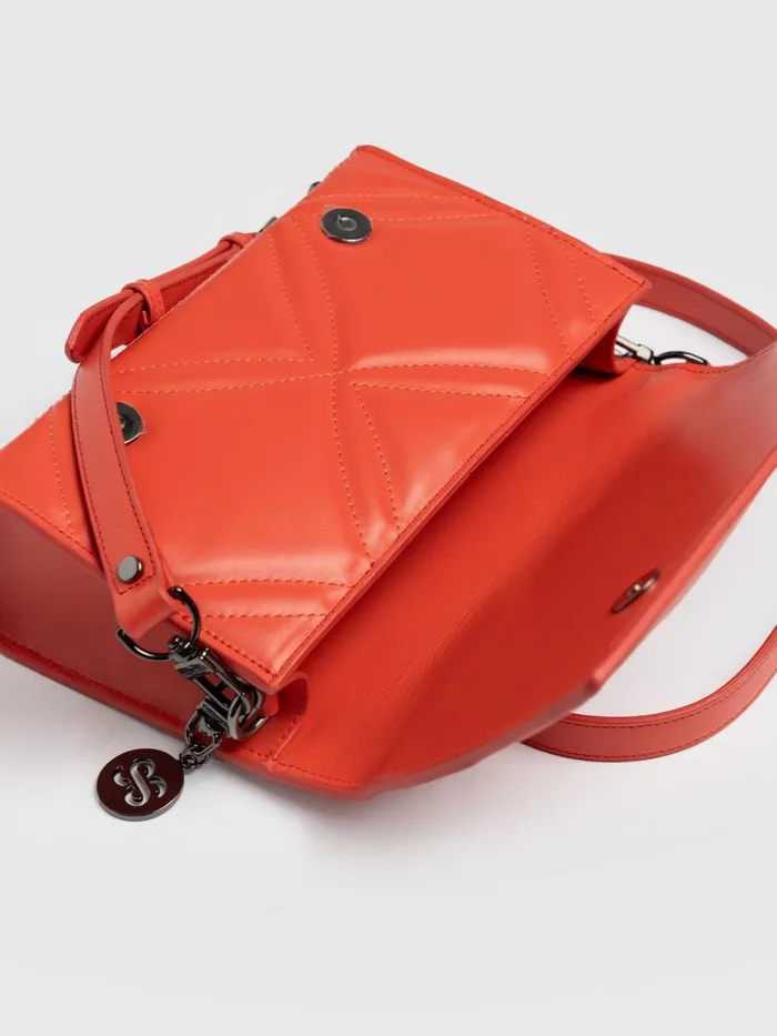 Saint And Sofia Leather Bags Women Quilted Keira Cross Body Bag 8211 Coral Coral