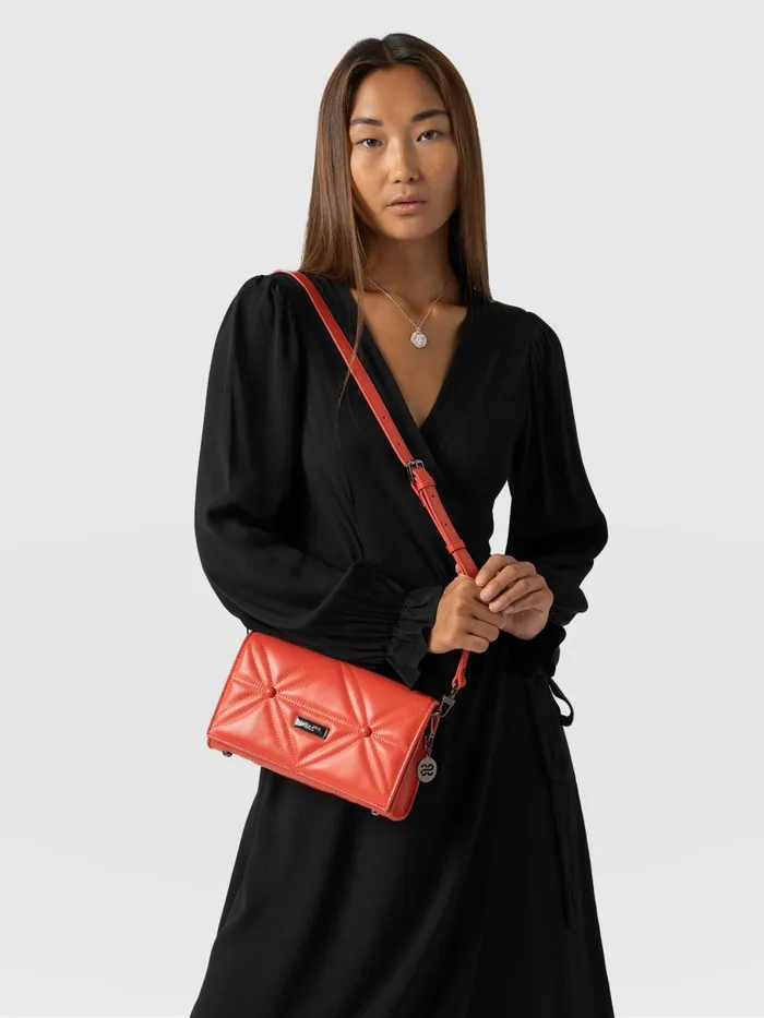 Saint And Sofia Leather Bags Women Quilted Keira Cross Body Bag 8211 Coral Coral