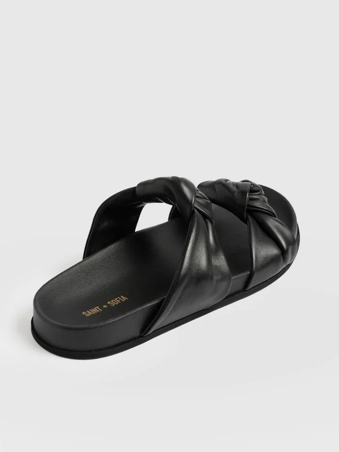 Saint And Sofia Leather Women Kingston Knot Sandal 8211 Black Black
