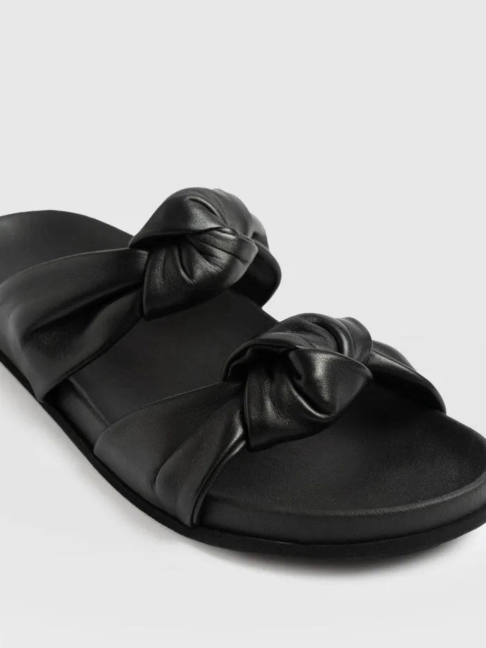 Saint And Sofia Leather Women Kingston Knot Sandal 8211 Black Black