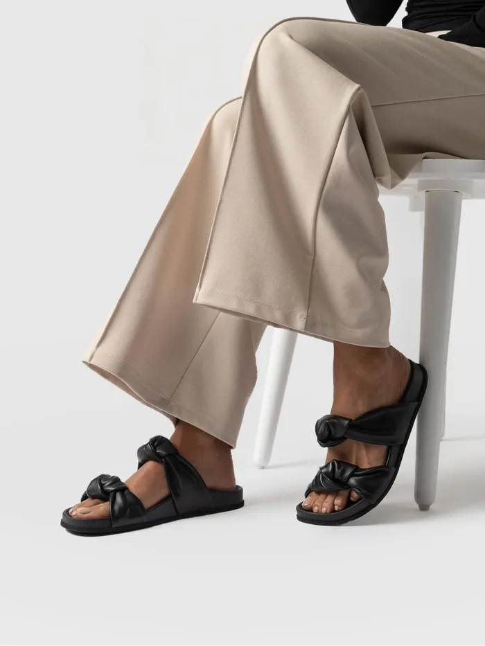 Saint And Sofia Leather Women Kingston Knot Sandal 8211 Black Black
