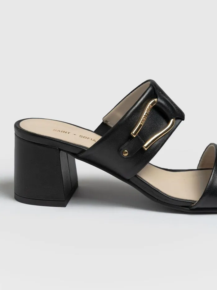 Saint And Sofia Leather Women Maida Block Heeled Mules 8211 Black Black
