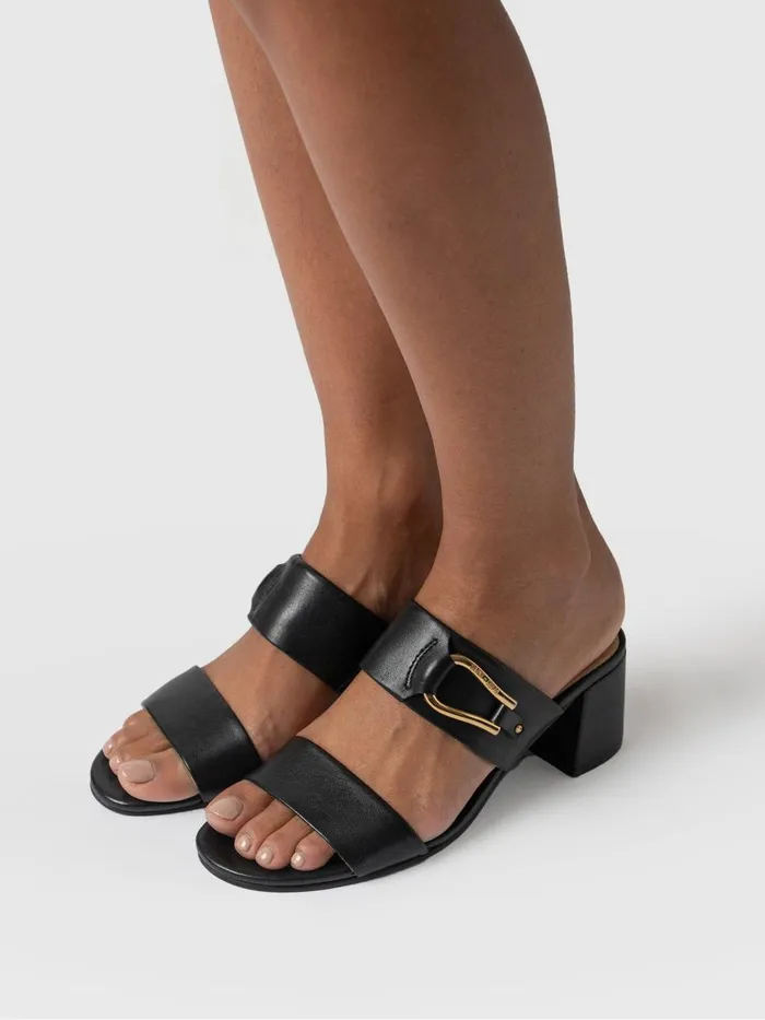 Saint And Sofia Leather Women Maida Block Heeled Mules 8211 Black Black