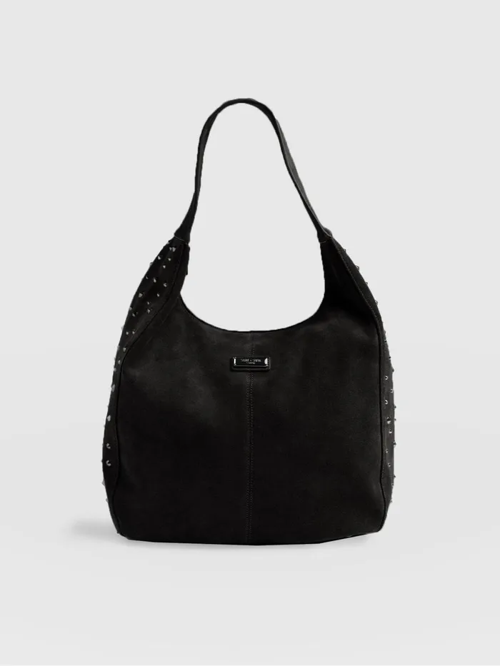 Saint And Sofia Leather Women Margot Hobo Shoulder Bag 8211 Black Black