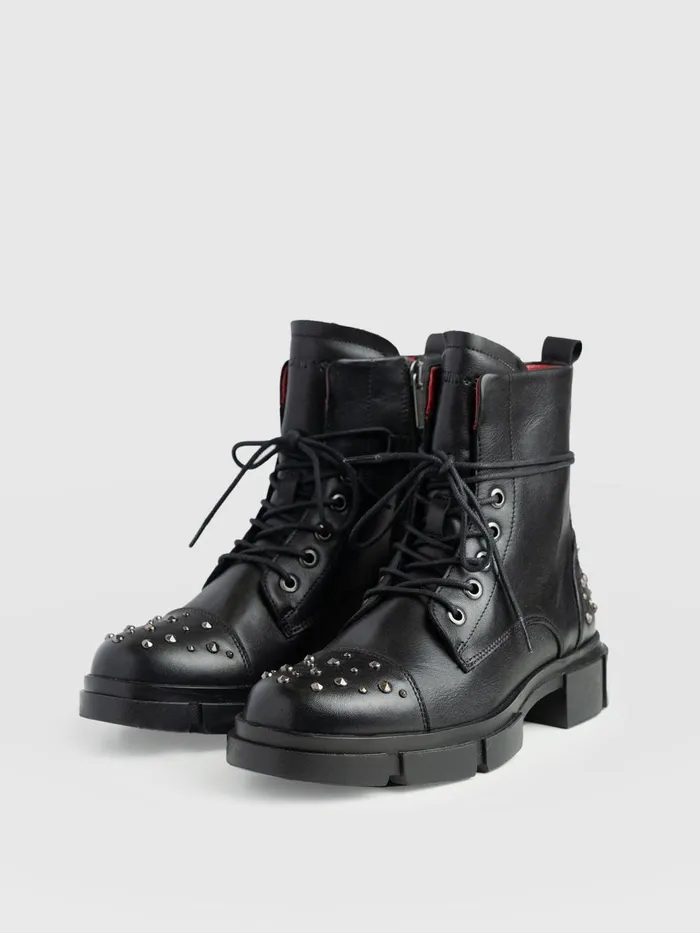 Saint And Sofia Leather Women Noho Studded Boot 8211 Black Black