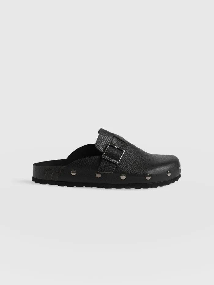 Saint And Sofia Leather Women Studded Clogs 8211 Black Black