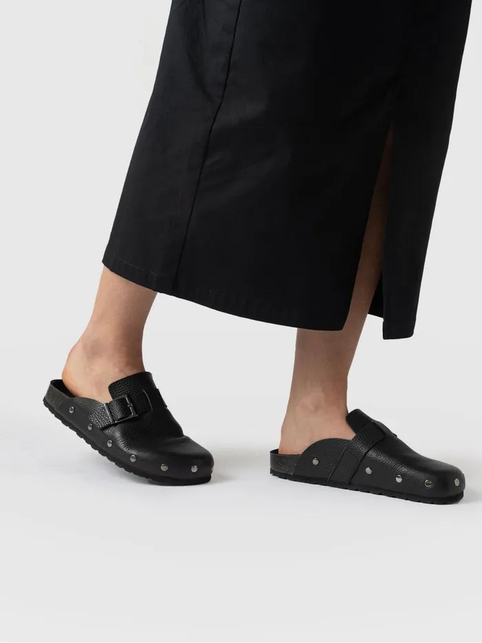 Saint And Sofia Leather Women Studded Clogs 8211 Black Black