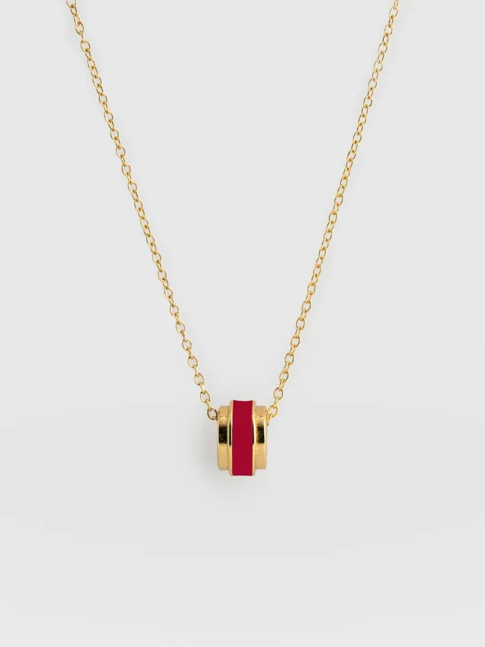 Saint And Sofia Necklaces Women Enamel Stripe Charm Necklace 8211 GoldRed Goldred Saint And Sofia Necklaces Women Enamel Stripe Charm Necklace 8211 GoldRed Goldred