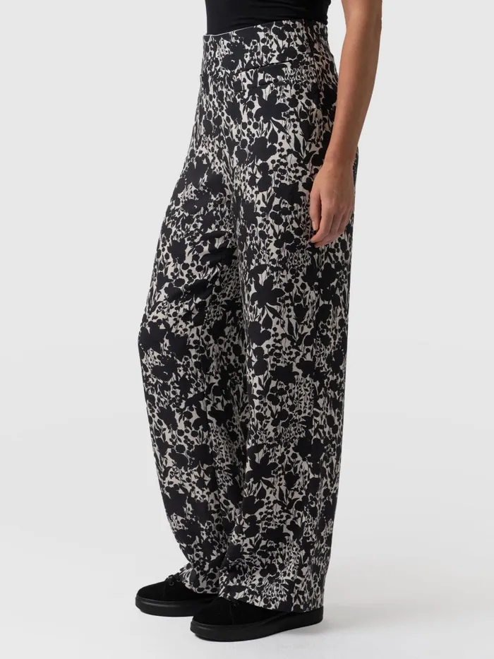 Saint And Sofia Pants Women Sienna High Waisted Pant 8211 Black Cream Floral Black Cream Floral