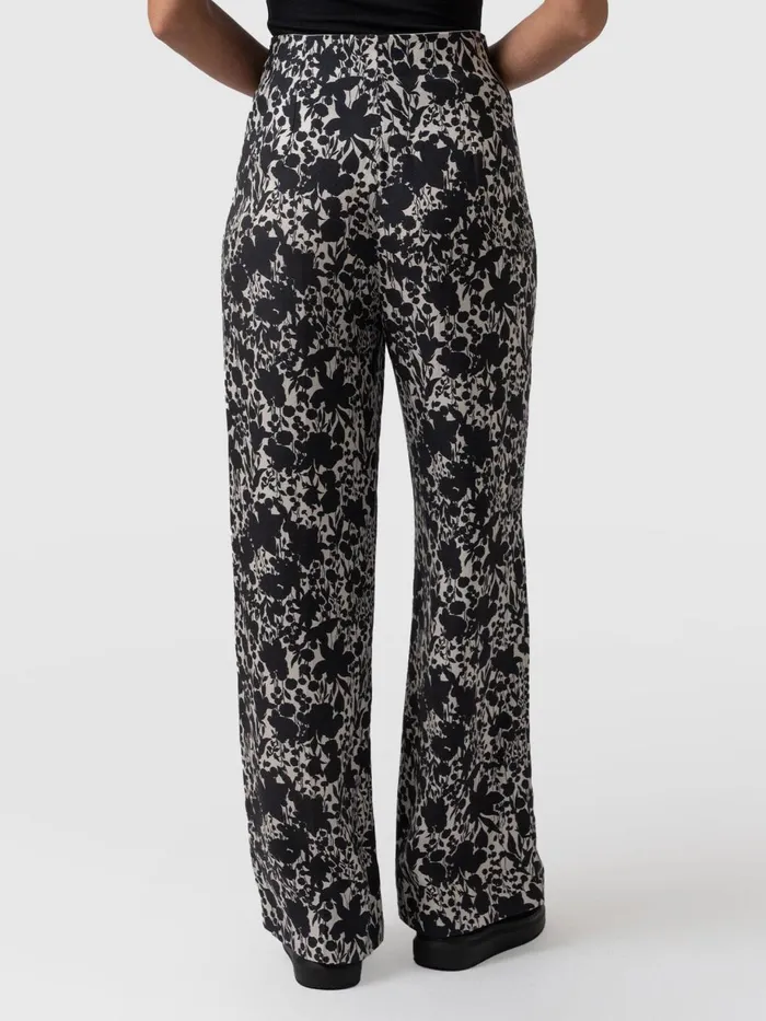 Saint And Sofia Pants Women Sienna High Waisted Pant 8211 Black Cream Floral Black Cream Floral