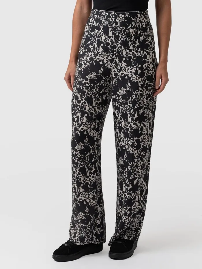 Saint And Sofia Pants Women Sienna High Waisted Pant 8211 Black Cream Floral Black Cream Floral