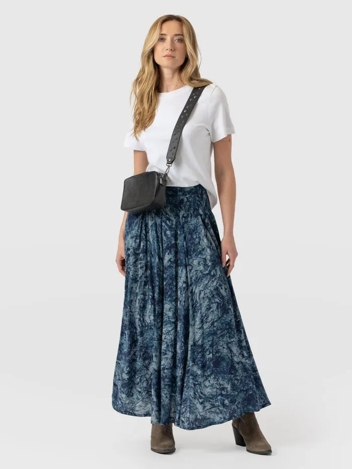 Saint And Sofia Skirts Women Eliza Pleated Skirt 8211 Blue Marble Blue Marble