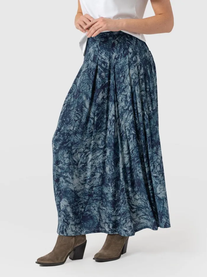Saint And Sofia Skirts Women Eliza Pleated Skirt 8211 Blue Marble Blue Marble