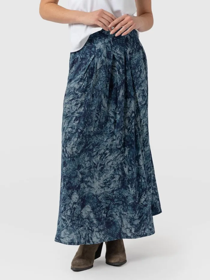 Saint And Sofia Skirts Women Eliza Pleated Skirt 8211 Blue Marble Blue Marble