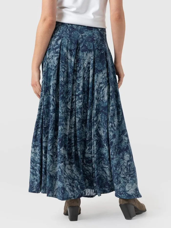 Saint And Sofia Skirts Women Eliza Pleated Skirt 8211 Blue Marble Blue Marble