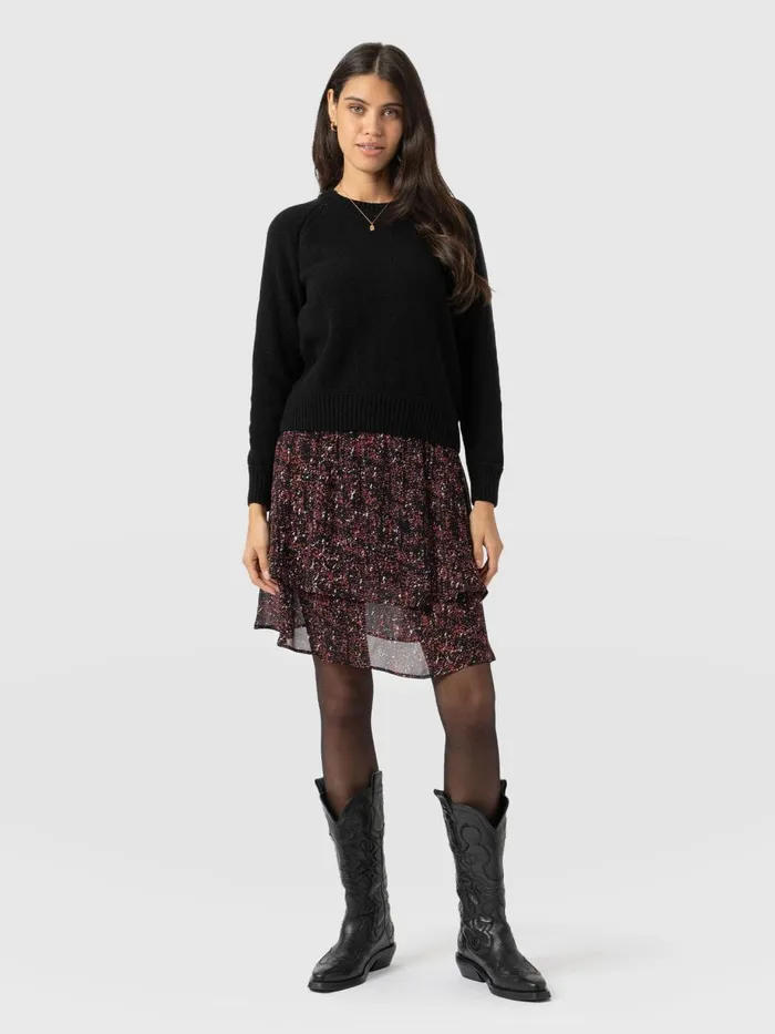 Saint And Sofia Skirts Women Etta Mini Layered Skirt 8211 Red Ditsy Leopard Red Ditsy Leopard