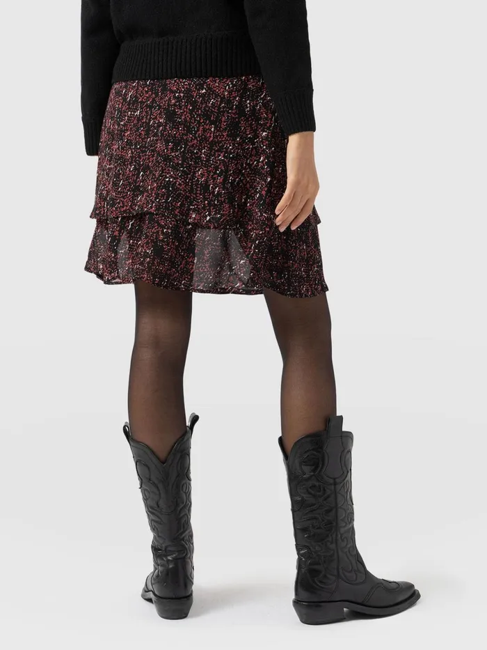 Saint And Sofia Skirts Women Etta Mini Layered Skirt 8211 Red Ditsy Leopard Red Ditsy Leopard