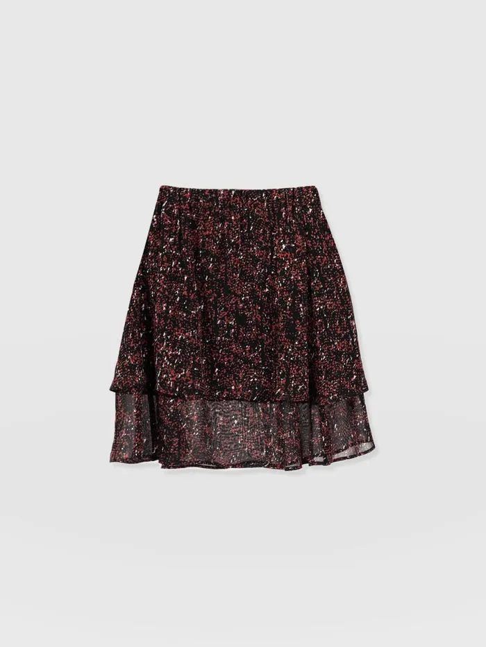 Saint And Sofia Skirts Women Etta Mini Layered Skirt 8211 Red Ditsy Leopard Red Ditsy Leopard