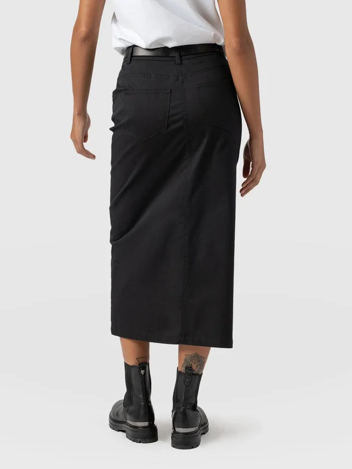 Saint And Sofia Skirts Women Raye Pencil Midi Denim Skirt 8211 Black Black