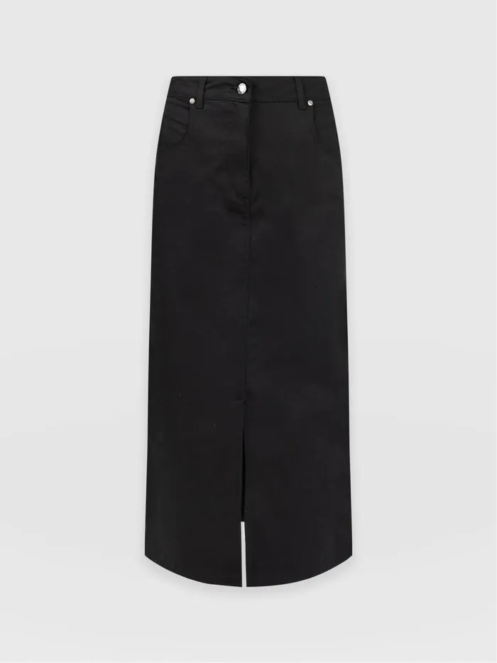 Saint And Sofia Skirts Women Raye Pencil Midi Denim Skirt 8211 Black Black
