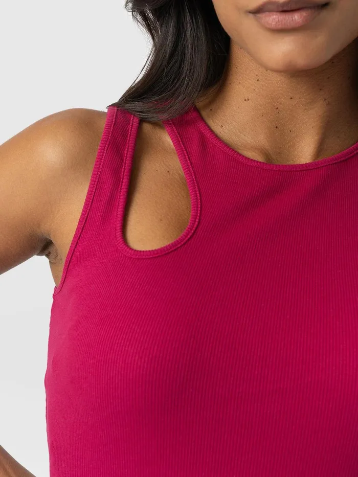 Saint And Sofia TShirts and Tanks Women Axel Cut Out Vest 8211 Fuchsia Pink Fuchsia Pink