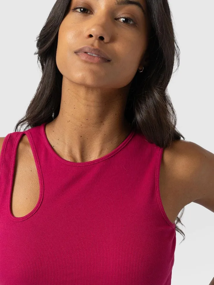 Saint And Sofia TShirts and Tanks Women Axel Cut Out Vest 8211 Fuchsia Pink Fuchsia Pink
