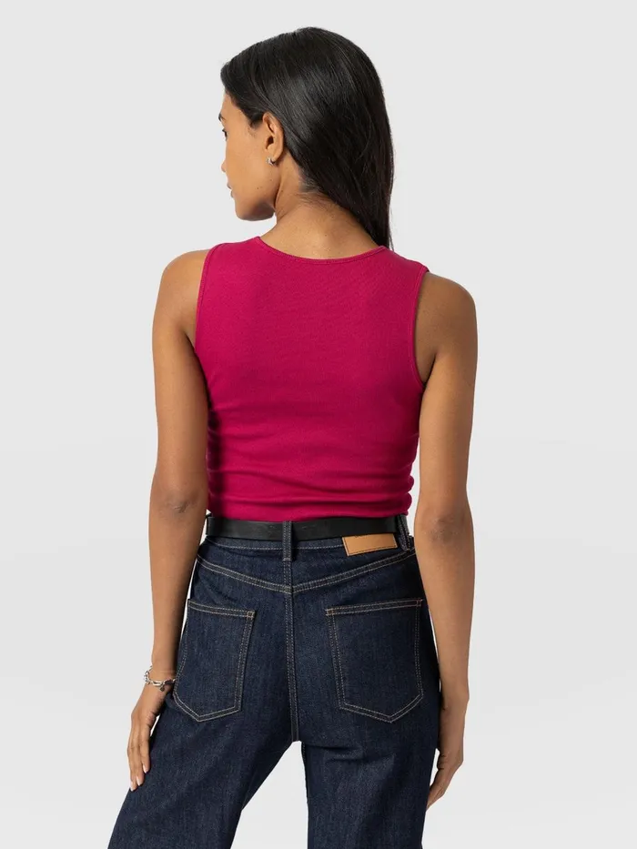 Saint And Sofia TShirts and Tanks Women Axel Cut Out Vest 8211 Fuchsia Pink Fuchsia Pink
