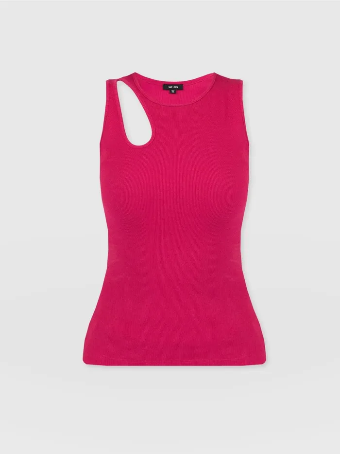 Saint And Sofia TShirts and Tanks Women Axel Cut Out Vest 8211 Fuchsia Pink Fuchsia Pink