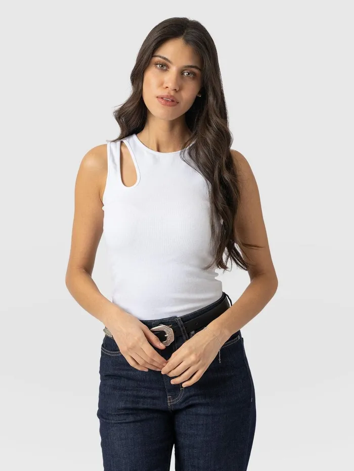Saint And Sofia TShirts and Tanks Women Axel Cut Out Vest 8211 White White