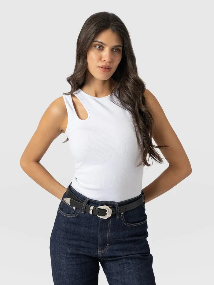 Saint And Sofia TShirts and Tanks Women Axel Cut Out Vest 8211 White White