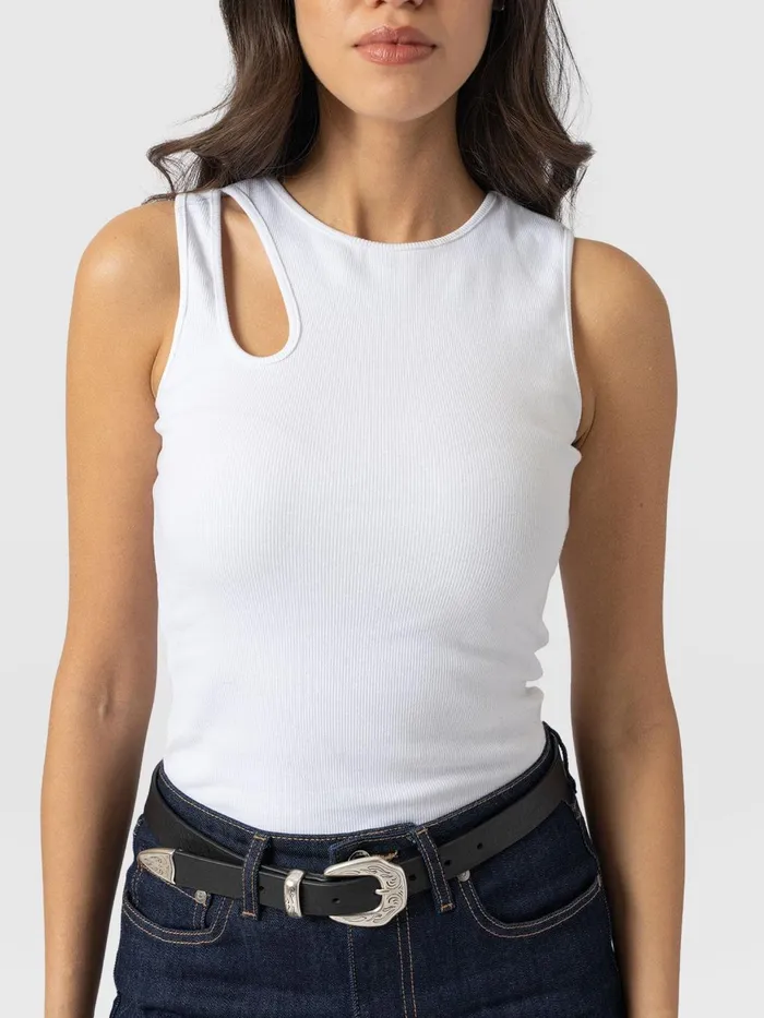 Saint And Sofia TShirts and Tanks Women Axel Cut Out Vest 8211 White White