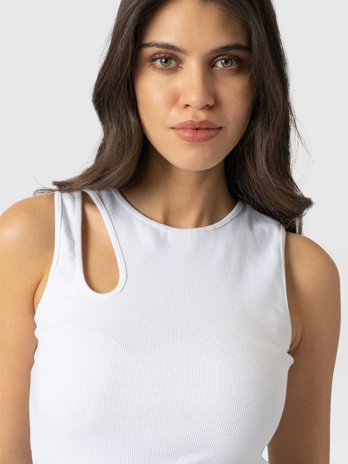 Saint And Sofia TShirts and Tanks Women Axel Cut Out Vest 8211 White White