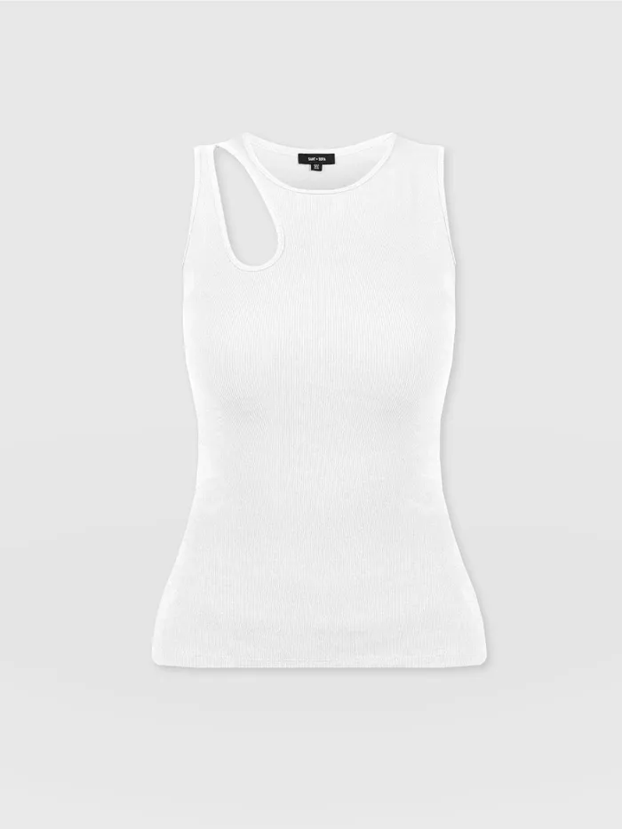 Saint And Sofia TShirts and Tanks Women Axel Cut Out Vest 8211 White White
