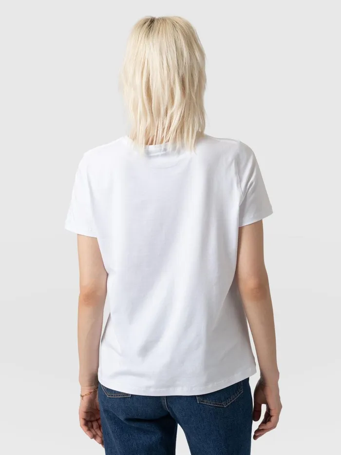 Saint And Sofia TShirts and Tanks Women Boyfriend Tee 8211 White Skull White Skull