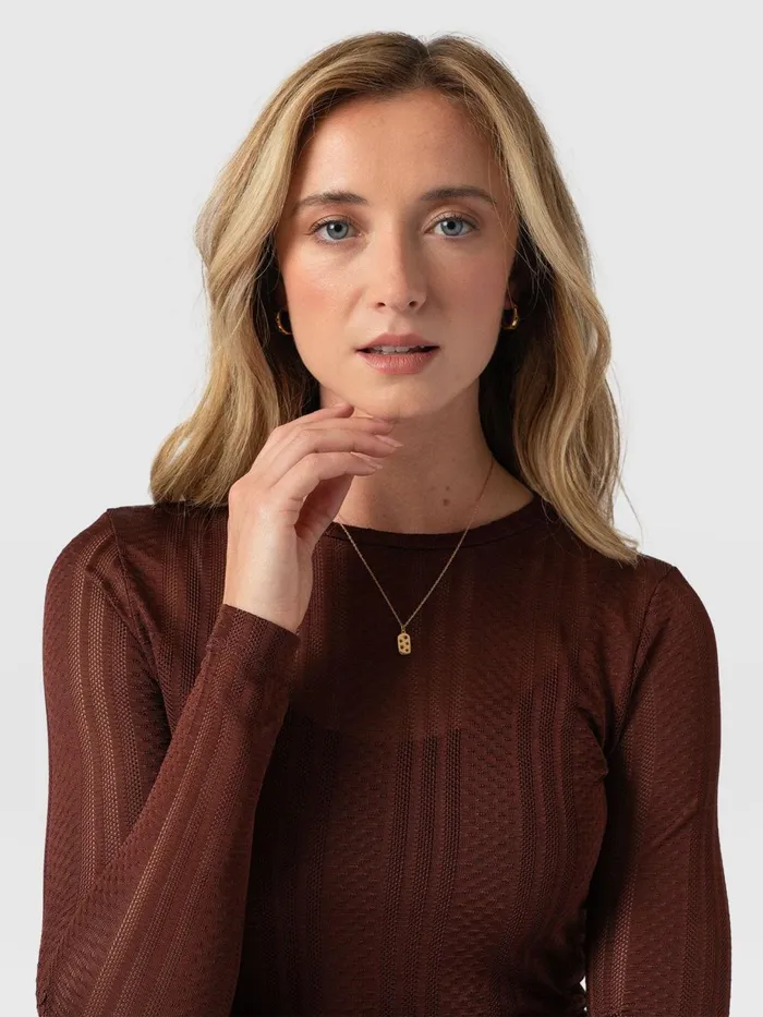 Saint And Sofia TShirts and Tanks Women Demi Lace Long Sleeve Tee 8211 Maroon Maroon